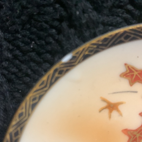 Vintage Japanese Geisha bowl set wicker handle w/ 6 sauce bowls - Picture 9 of 9